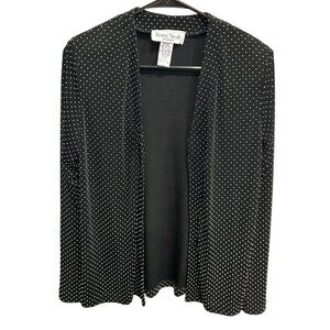 Vintage Ronni Nicole Sport Black White Polka Dot Open Front Cardigan SZ Medium